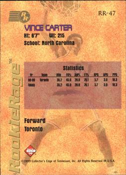 1999 Collector's Edge Rookie Rage #RR-47 Vince Carter Back