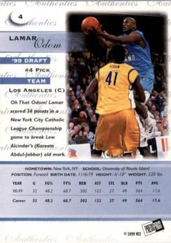 1999 Press Pass Authentics #4 Lamar Odom Back
