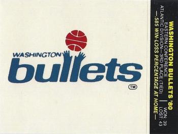 1980-81 Fleer NBA Team Stickers #NNO Washington Bullets Logo Front