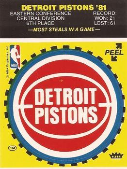 1981-82 Fleer NBA Team Stickers #NNO Detroit Pistons Logo (Yellow) Front