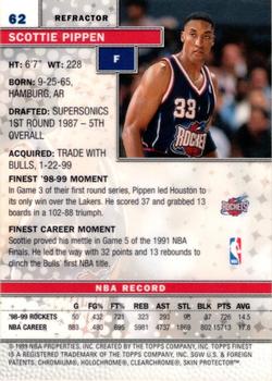 1999-00 Finest - Refractors #62 Scottie Pippen Back