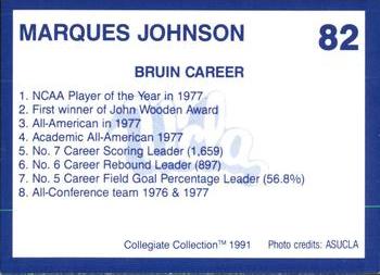 1991 Collegiate Collection UCLA #82 Marques Johnson Back