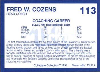1991 Collegiate Collection UCLA #113 Fred Cozens Back