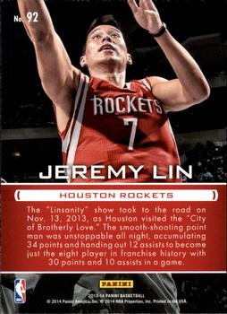 2013-14 Panini - All-Panini #92 Jeremy Lin Back