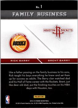 2013-14 Panini - Family Business #1 Rick Barry / Brent Barry Back