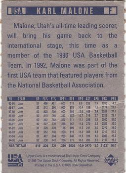 1995 Kraft/Upper Deck Team USA #NNO Karl Malone Back