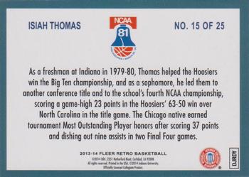 2013-14 Fleer Retro - '92-93 Fleer Final Four Stars #15 Isiah Thomas Back