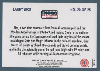 2013-14 Fleer Retro - '92-93 Fleer Final Four Stars #20 Larry Bird Back