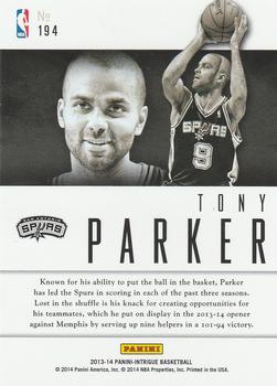 2013-14 Panini Intrigue - Intriguing Players #194 Tony Parker Back