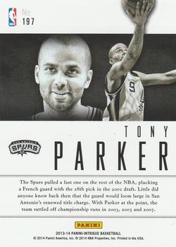 2013-14 Panini Intrigue - Intriguing Players #197 Tony Parker Back