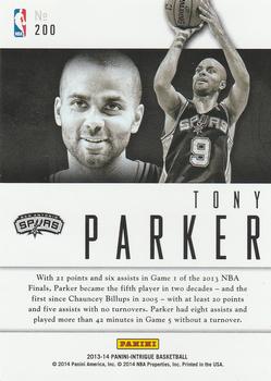 2013-14 Panini Intrigue - Intriguing Players #200 Tony Parker Back
