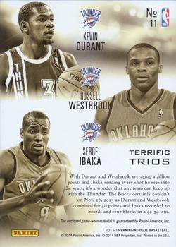 2013-14 Panini Intrigue - Terrific Trios #11 Kevin Durant / Russell Westbrook / Serge Ibaka Back
