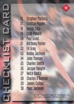 1997 Collector's Edge #44 Checklist Card 2: 16-30 Back