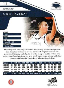 2007 Press Pass Collectors Series #11 Nick Fazekas Back