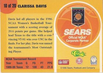 1996 Classic Sears Legends of the Final Four #10 Clarissa Davis Back