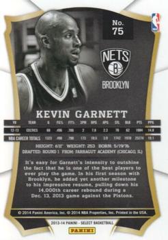 2013-14 Panini Select #75 Kevin Garnett Back