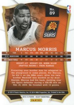 2013-14 Panini Select #89 Marcus Morris Back