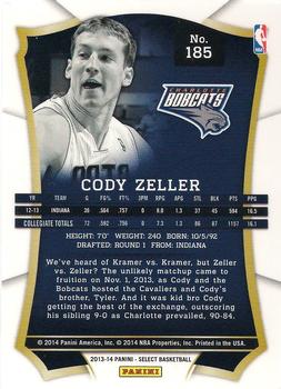 2013-14 Panini Select #185 Cody Zeller Back