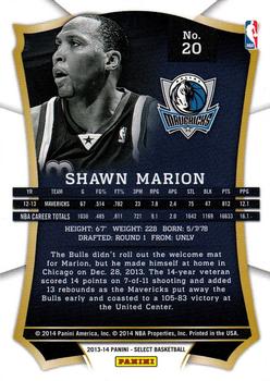 2013-14 Panini Select #20 Shawn Marion Back