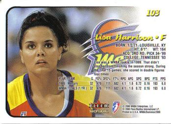 2000 SkyBox Dominion WNBA #103 Lisa Harrison Back