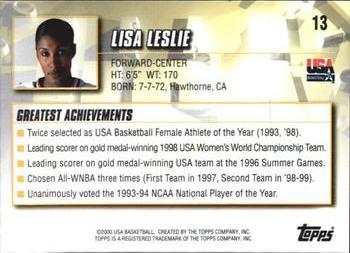 2000 Topps Team USA #13 Lisa Leslie Back