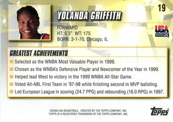 2000 Topps Team USA #19 Yolanda Griffith Back