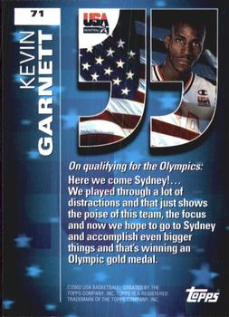 2000 Topps Team USA #71 Kevin Garnett Back