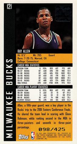 2001-02 Topps High Topps #121 Ray Allen Back