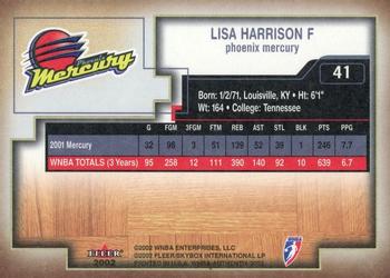 2002 Fleer Authentix WNBA #41 Lisa Harrison Back