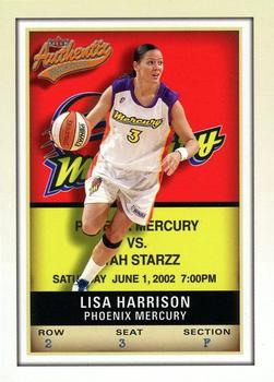 2002 Fleer Authentix WNBA #41 Lisa Harrison Front