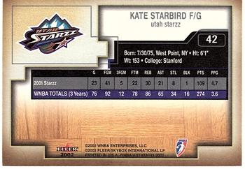 2002 Fleer Authentix WNBA #42 Kate Starbird Back