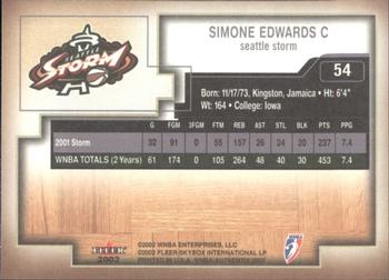 2002 Fleer Authentix WNBA #54 Simone Edwards Back