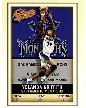2002 Fleer Authentix WNBA #66 Yolanda Griffith Front