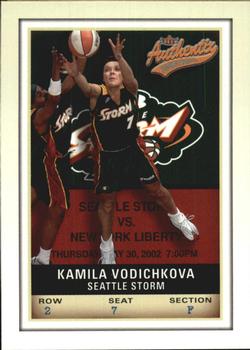 2002 Fleer Authentix WNBA #73 Kamila Vodichkova Front