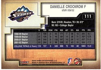 2002 Fleer Authentix WNBA #111 Danielle Crockrom Back