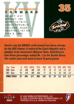 2002 Ultra WNBA #35 Kamila Vodichkova Back