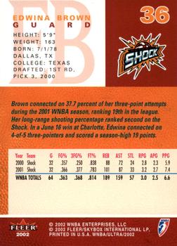 2002 Ultra WNBA #36 Edwina Brown Back