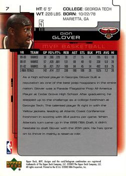 2002-03 Upper Deck MVP #7 Dion Glover Back