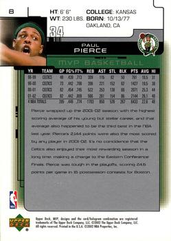 2002-03 Upper Deck MVP #8 Paul Pierce Back