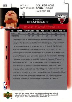 2002-03 Upper Deck MVP #23 Tyson Chandler Back