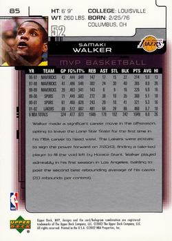 2002-03 Upper Deck MVP #85 Samaki Walker Back
