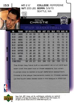 2002-03 Upper Deck MVP #153 Doug Christie Back