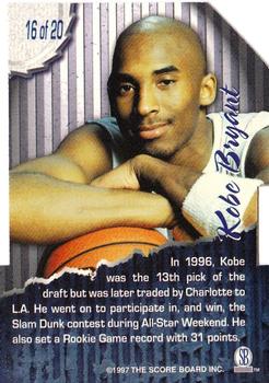 1997 Score Board Rookies - #1 Die Cuts #16 Kobe Bryant Back