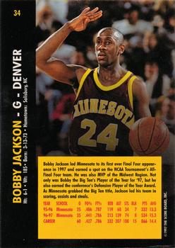 1997 Score Board Rookies - Dean's List #34 Bobby Jackson Back