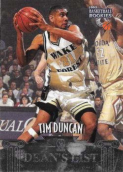 1997 Score Board Rookies - Dean's List #61 Tim Duncan Front