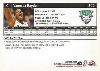 2006 Rittenhouse WNBA #106 Vanessa Hayden Back