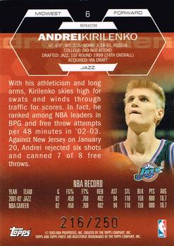 2002-03 Finest - Refractors #6 Andrei Kirilenko Back