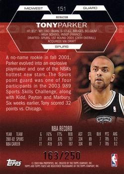 2002-03 Finest - Refractors #151 Tony Parker Back