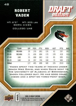 2009-10 Upper Deck Draft Edition #48 Robert Vaden Back