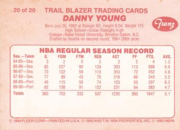 1990-91 Fleer Franz Portland Trail Blazers #20 Danny Young Back